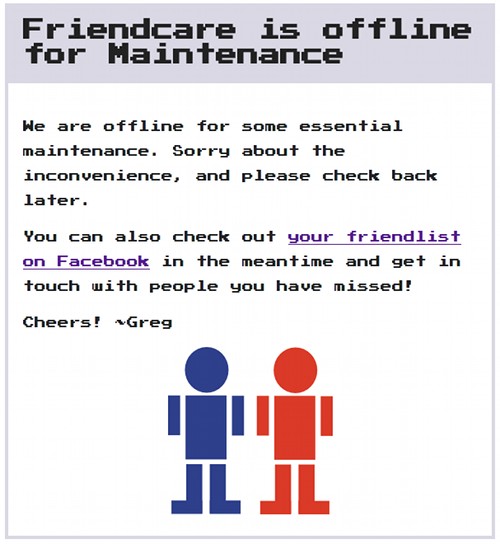 Friendcare is offline for maintenance