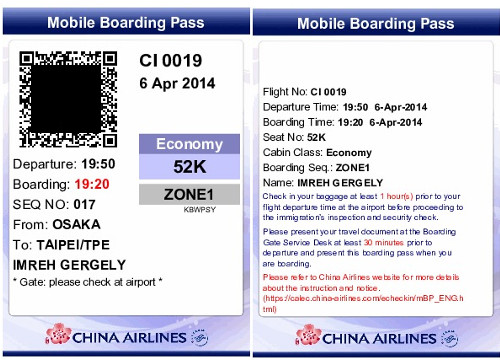 Mobile boarding pass