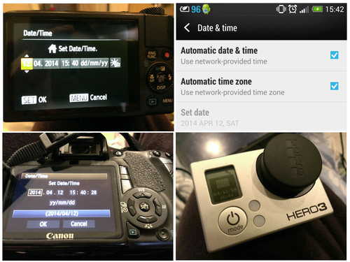 Setting the time on various cameras