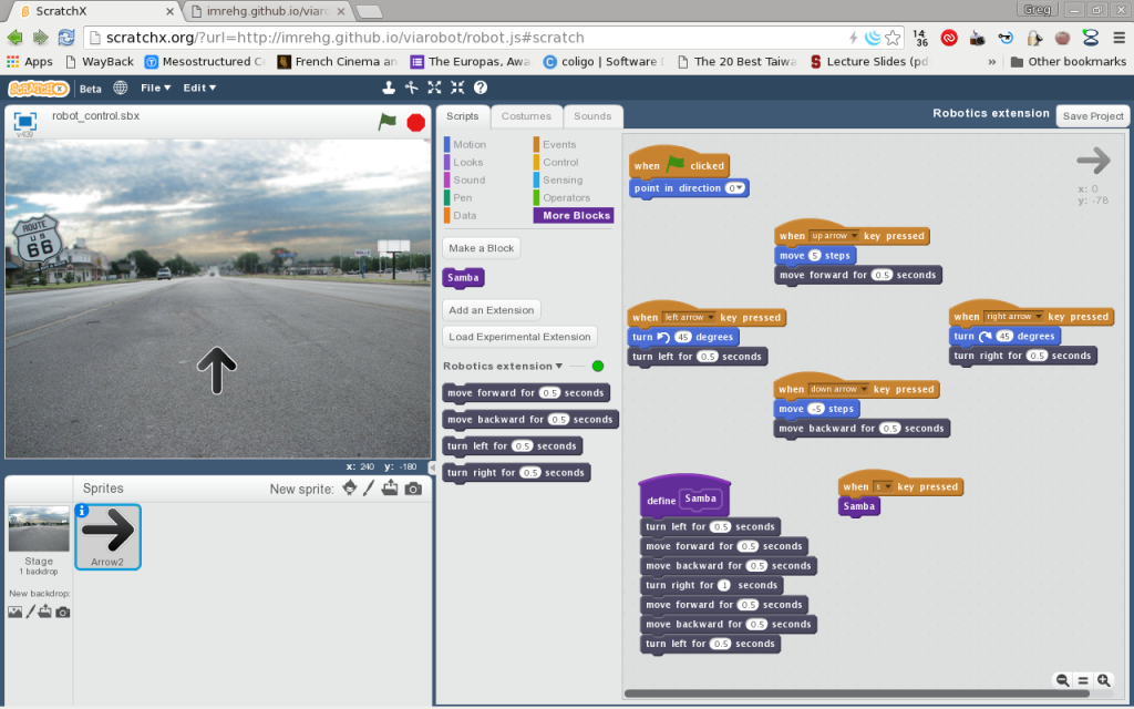 Scratch script for robot control